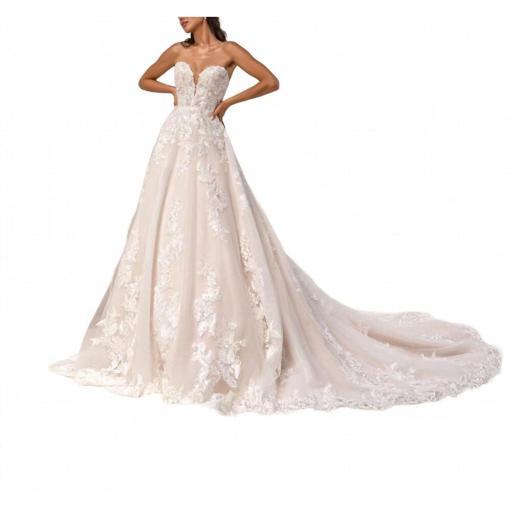 NEW KITTY CHEN COUTURE lucy strapless wedding dress in ivory/tan